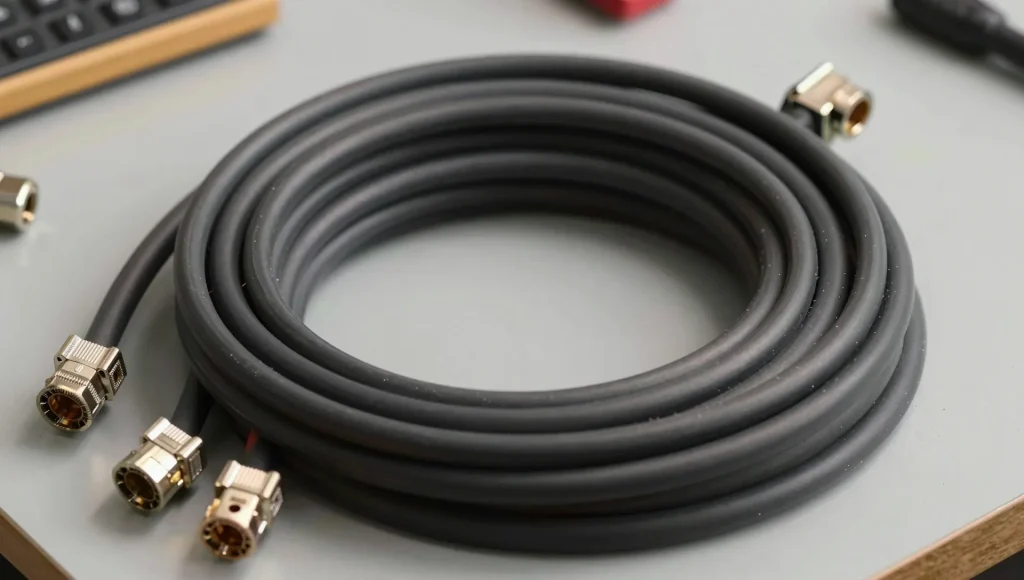 Detailansicht mehrerer Elektrokabel.