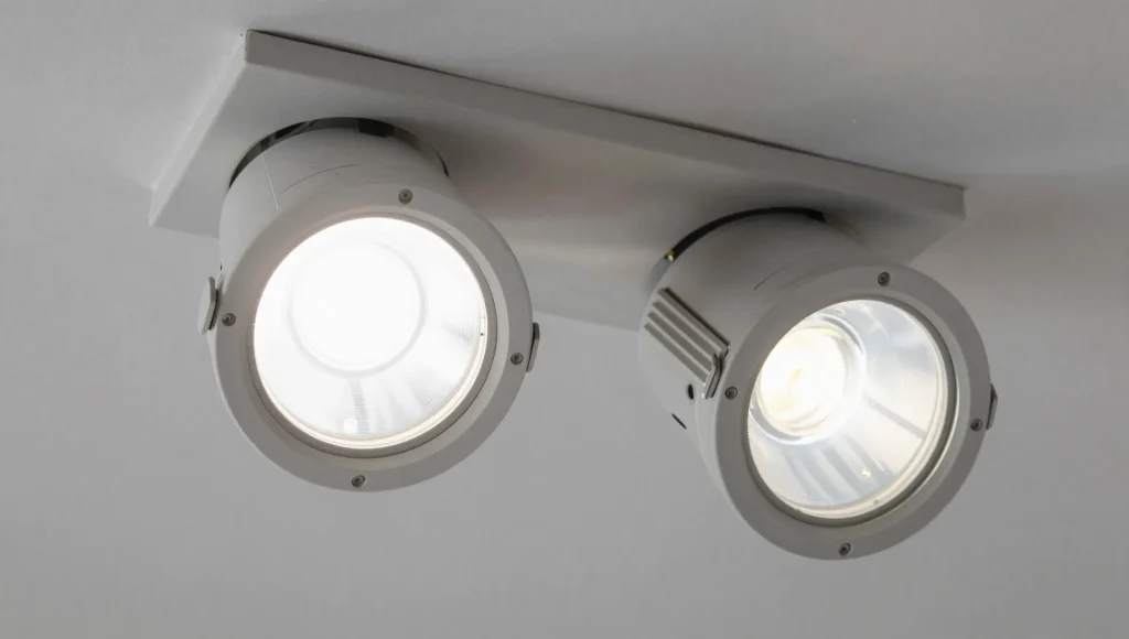 LED-Spots in einer sanierten Altbaudecke.