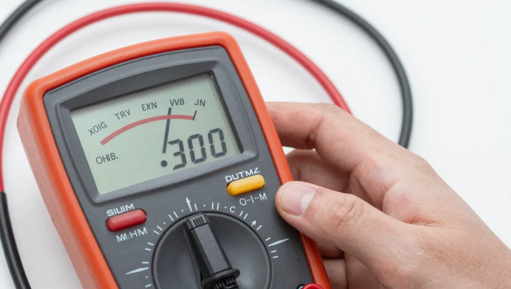 Messung der Elektroinstallation mit einem Multimeter.
