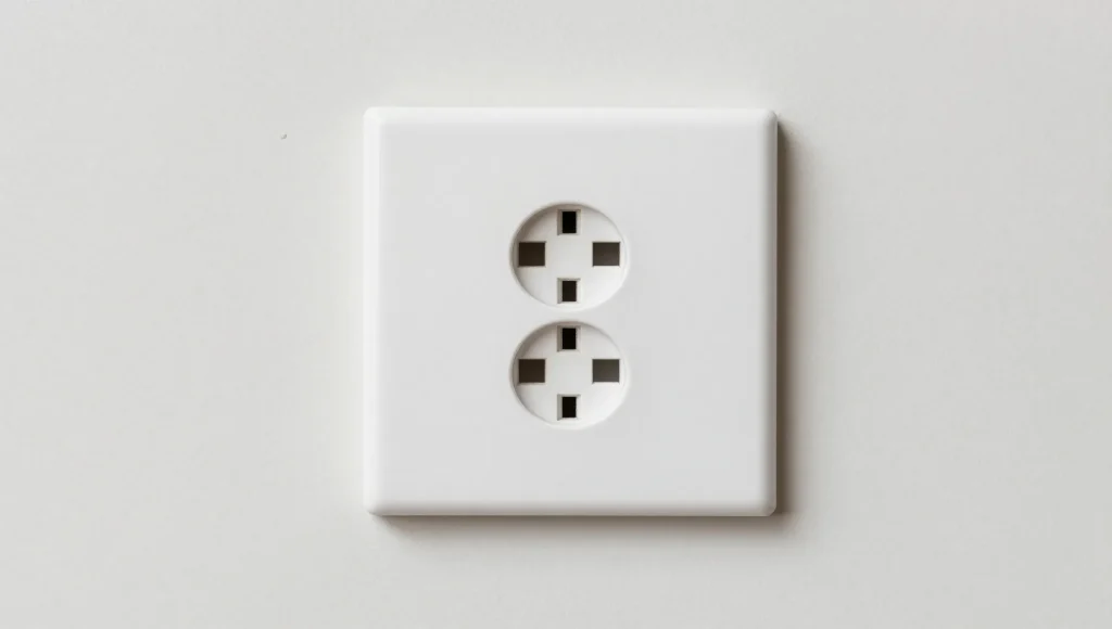 Nahaufnahme einer Steckdose in einem Geschosswohnungsbau.
