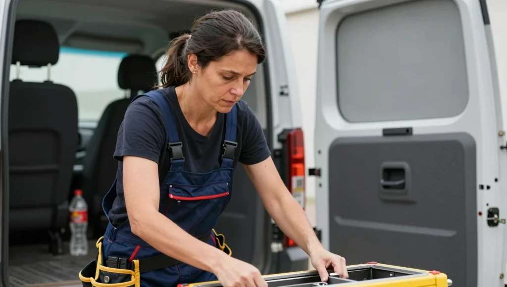 Servicefahrzeug mit Werkzeugausrüstung einer Elektrofachkraft.
