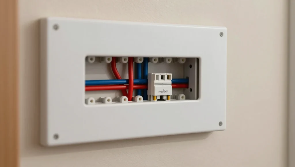 Zählerschrank mit Zähler und Unterverteilung.